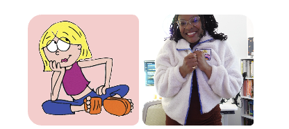 reference image of Lizzie McGuire cartoon style and me